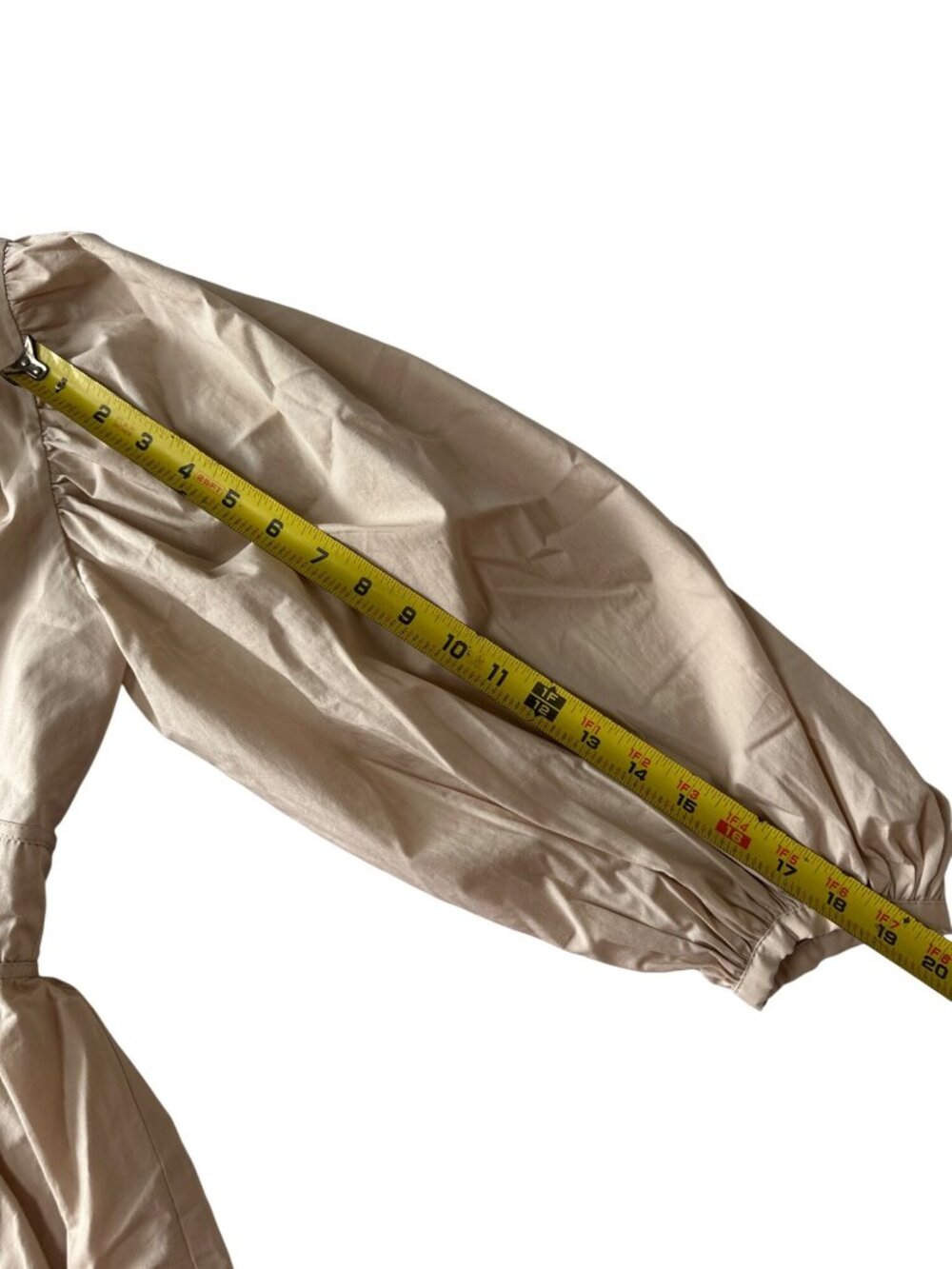 Staud Beige Peplum Blouse With Puff Sleeves & V-Neckline Size S - Picture 8 of 12